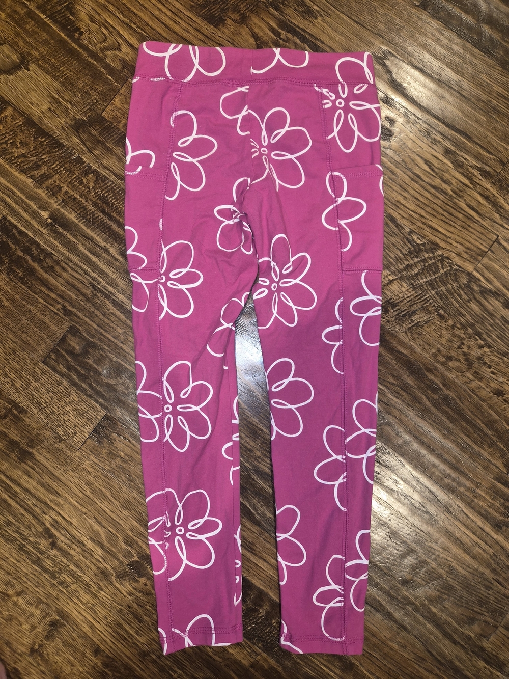 Carter's Pink Leggings with White Floral Print 2 Side Pockets Sz 10